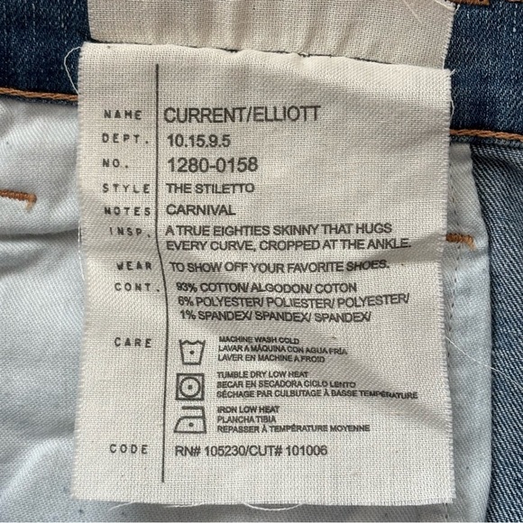 Current/Elliott The Stiletto Skinny Cropped Jean in Carnival NWT - Picture 11 of 14